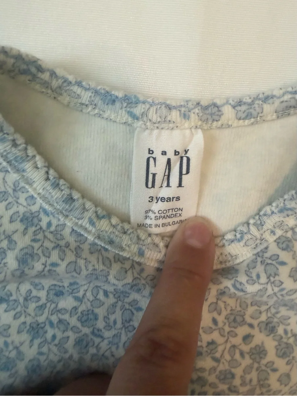 VINTAGE BABY GAP BLUE FLORAL LONG SLEEVE DRESS 3 YEARS
